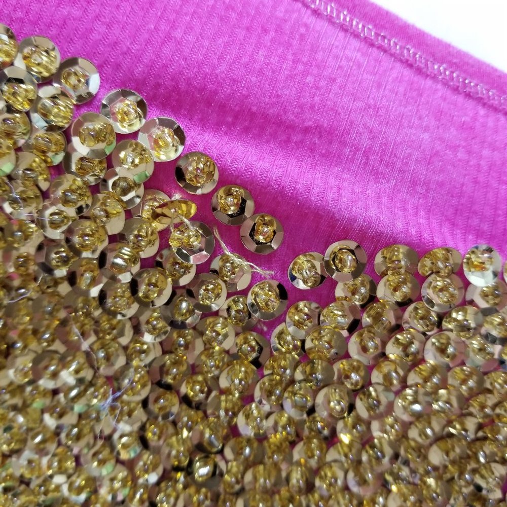 Victoria's Secret PINK top XS beaded sequin bling bedazzled heart ribbed tank - Picture 7 of 10